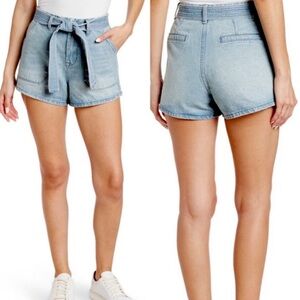 Blank NYC Must Be Nice Belt Light Blue High Waist Denim Shorts 27 belted